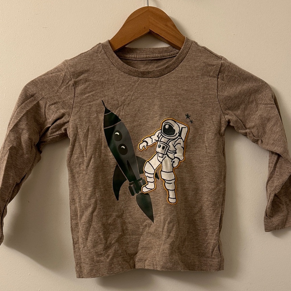 Brown Astronaut and Rocket Kids Shirt